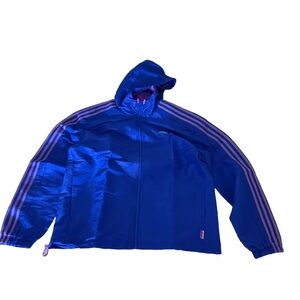adidas men Sunglass Woven Jacket Semi Lucid Blue Size Large NEW